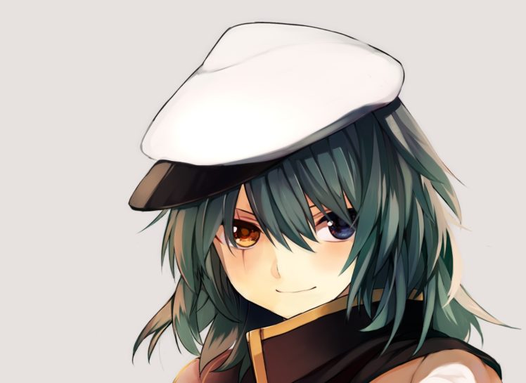 bicolored, Eyes, Close, Green, Hair, Hat, Kantai, Collection, Kiso,  kancolle , Shiorinda HD Wallpaper Desktop Background