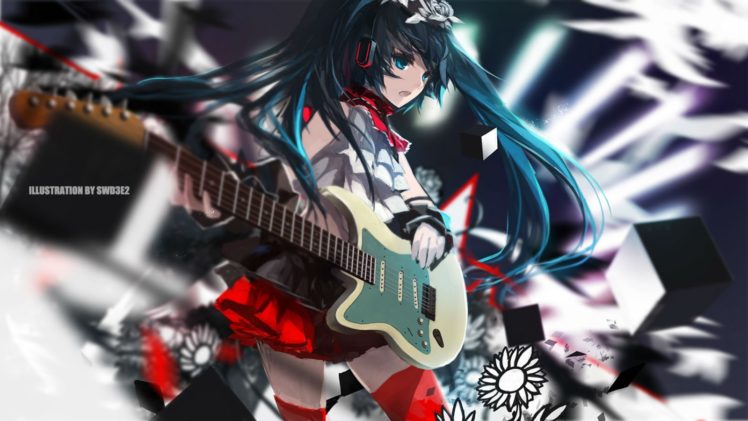 guitar, Hatsune, Miku, Instrument, Swd3e2, Vocaloid HD Wallpaper Desktop Background