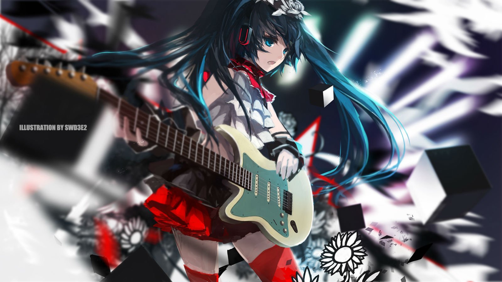 guitar, Hatsune, Miku, Instrument, Swd3e2, Vocaloid Wallpaper