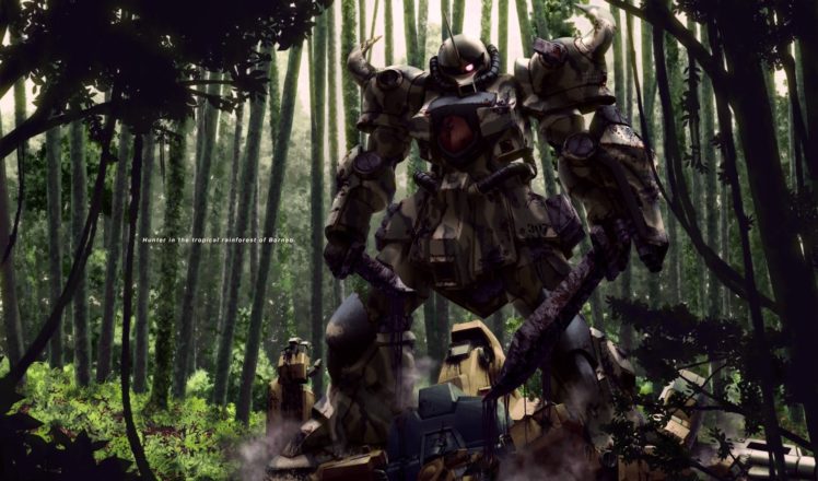 forest, Knife, Mecha, Mobile, Suit, Gundam, Sword, Tree, Weapon, Yamarata HD Wallpaper Desktop Background