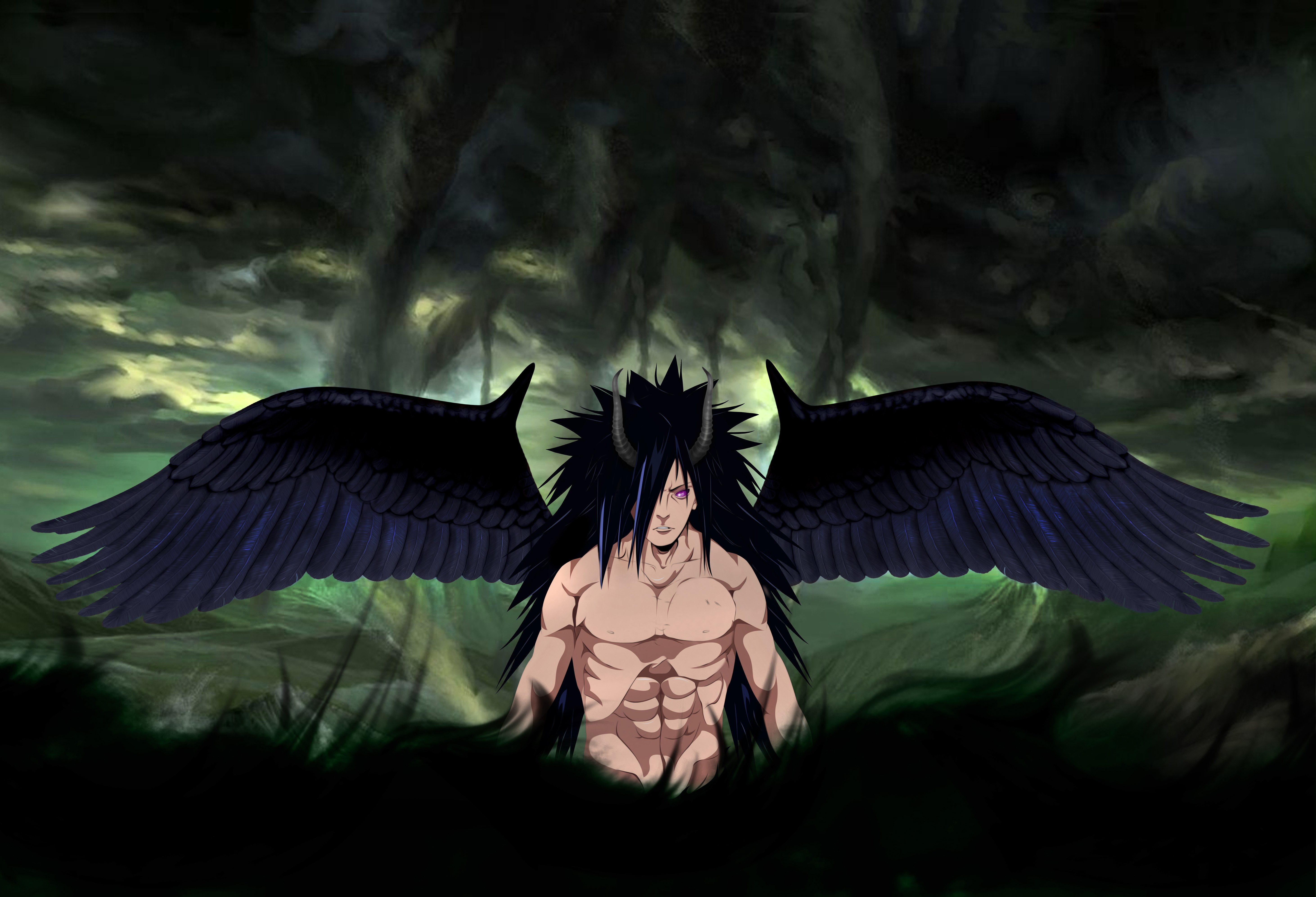 god, Of, War, Naruto, Uchiha, Madara, Rinnegan, Tornado, Muscles Wallpaper