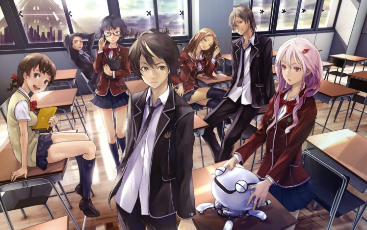 anime group school uniform pink hair class HD Wallpaper Desktop Background