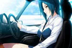 anime, Girl, Driving, Car, Lovely, Beauty