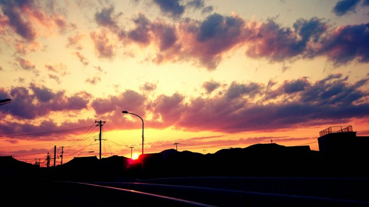 sky, Anime, Sun, Sunset, Clouds, Amazing, Beautiful HD Wallpaper Desktop Background