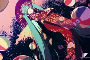 vocaloid colorful, Anime, Series, Beautiful, Kimono, Girl, Flower