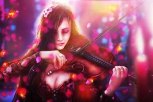 art, Fish, Flowers, Sorrow, Girl, Violin