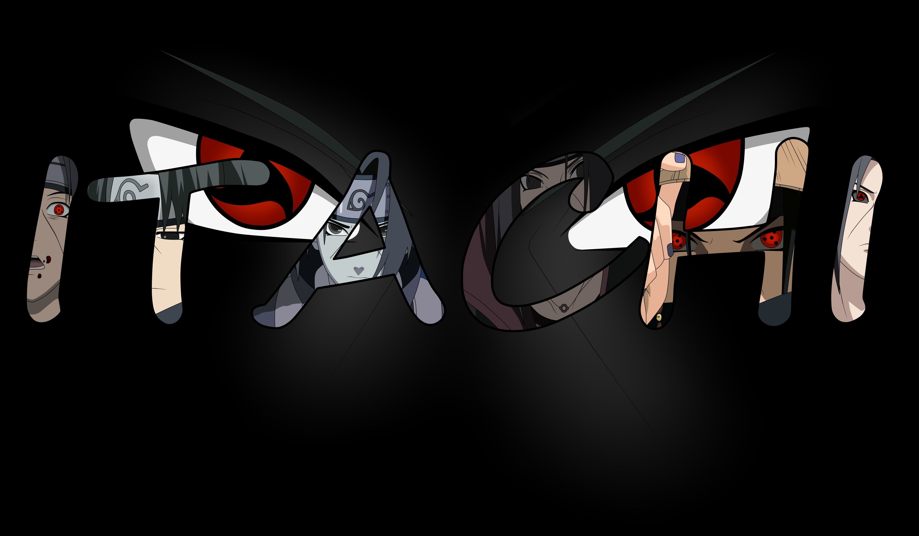 black, Headband, Naruto, Ninja, Red, Eyes, Uchiha, Itachi, Uchiha, Sasuke, Vector Wallpaper
