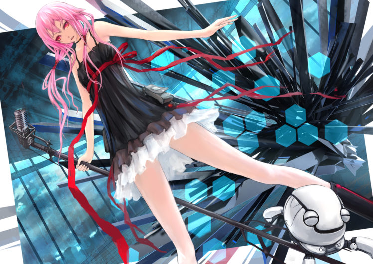 dress, Fyu neru, Guilty, Crown, Microphone, Pink, Hair, Red, Eyes, Yuzuriha, Inori HD Wallpaper Desktop Background