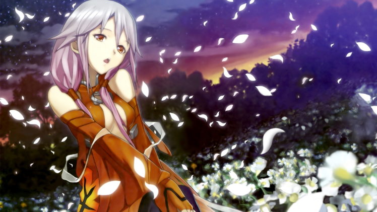 flowers, Guilty, Crown, Long, Hair, Orange, Eyes, Petals, Photoshop, Yuzuriha, Inori HD Wallpaper Desktop Background