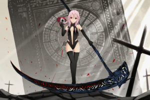 blood, Guilty, Crown, Long, Hair, Pink, Hair, Scythe, Skull, Weapon, Yuzuriha, Inori