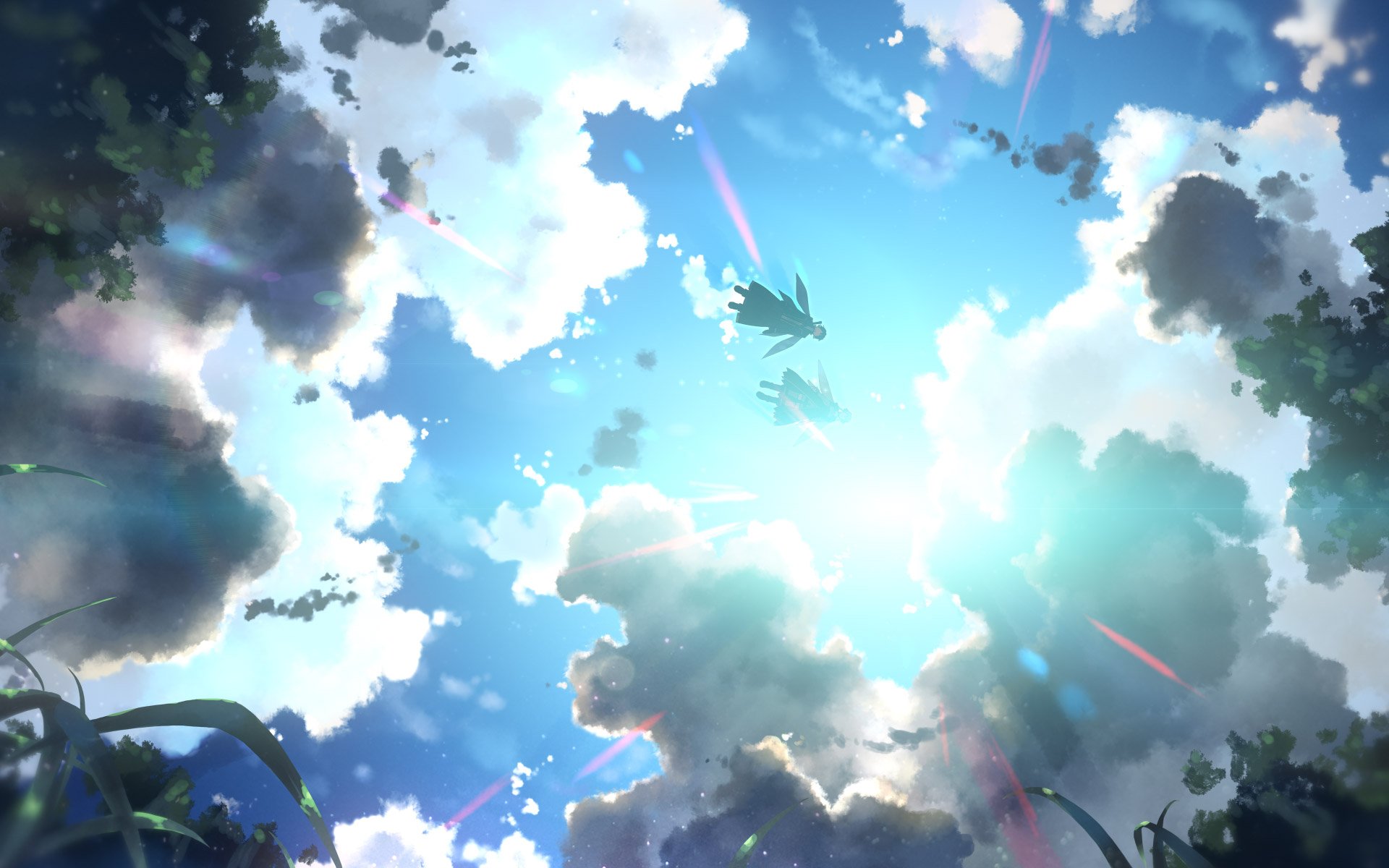 clouds, Kirigaya, Kazuto, Scenic, Sky, Sword, Art, Online, Wings, Yuuki, Asuna, Yuuki, Tatsuya Wallpaper