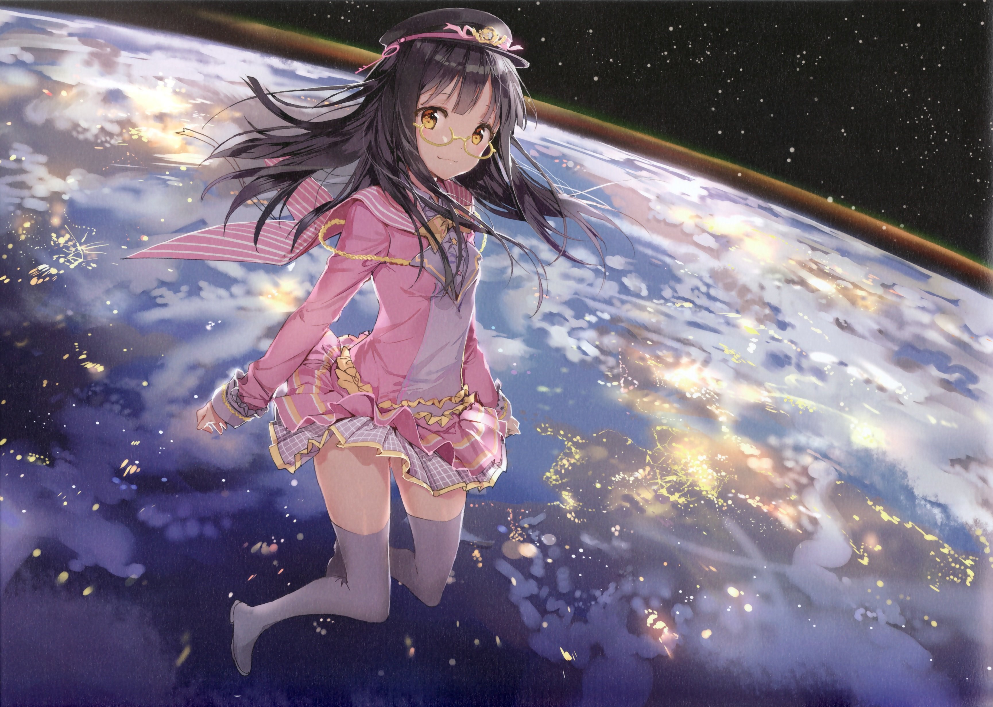 anmi, Dress, Landscape, Megane, Megane, Shoujo, Paper, Texture, Thighhighs Wallpaper
