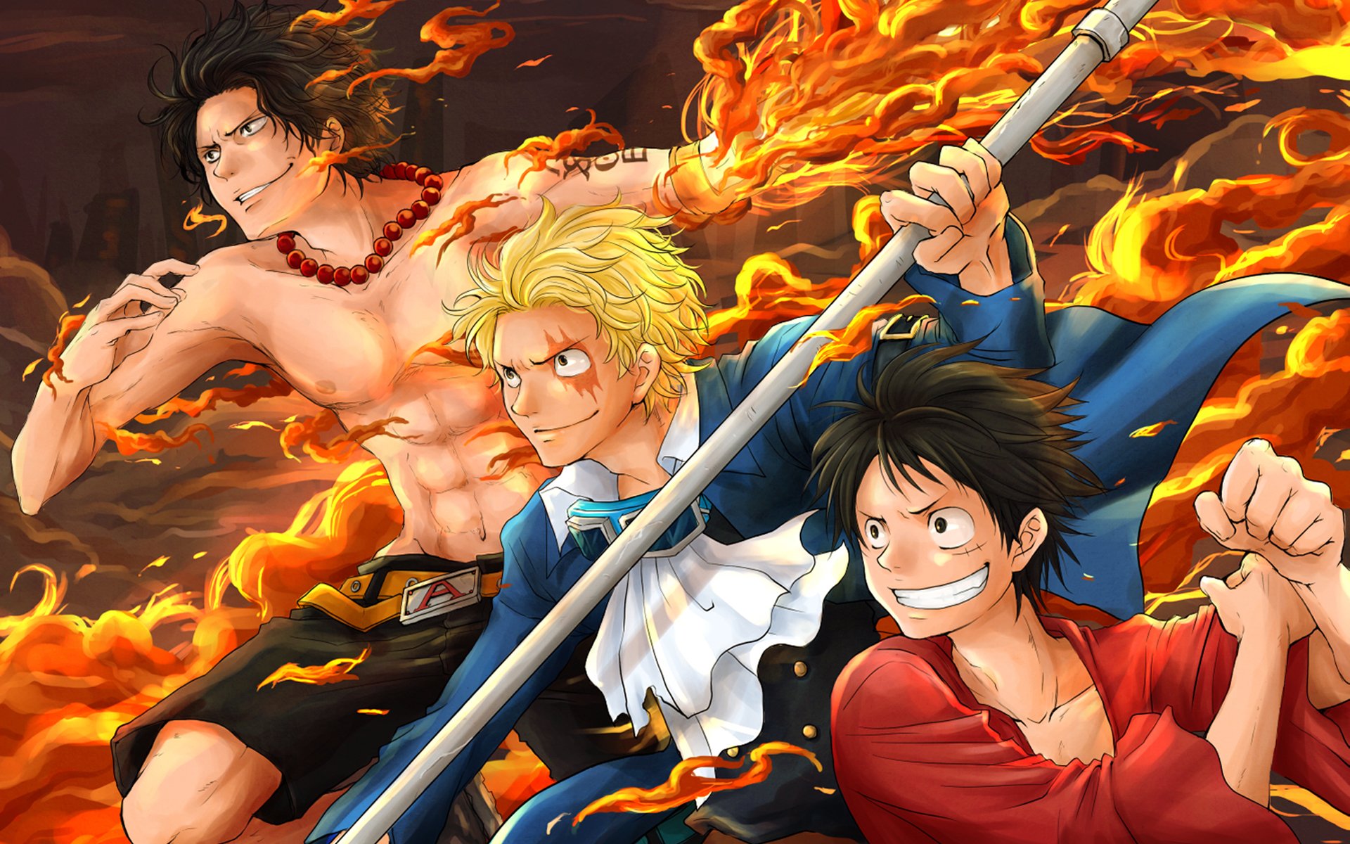 anime, Art, One, Piece, Monkey, D, Luffy, Luffy, Portgas, D, Ace, Ac Wallpaper