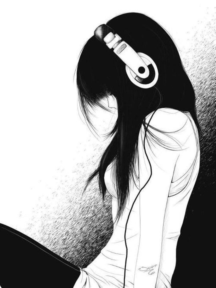 headphones, Manga, Girl, Long, Hair, Alone, Mood HD Wallpaper Desktop Background