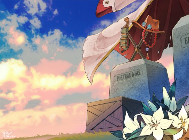 anime, Series, Ace, Flower, Sky, Cloud, One, Piece HD Wallpaper Desktop Background
