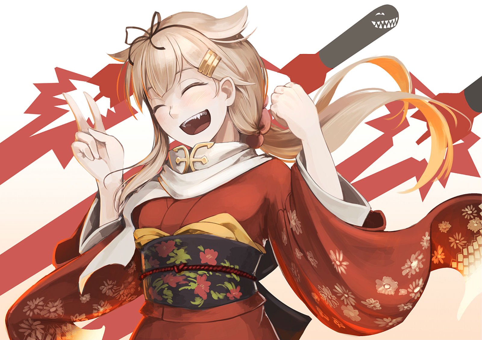 brown, Hair, Fang, Hellshock, Japanese, Clothes, Kantai, Collection, Kimono, Yuudachi,  kancolle Wallpaper