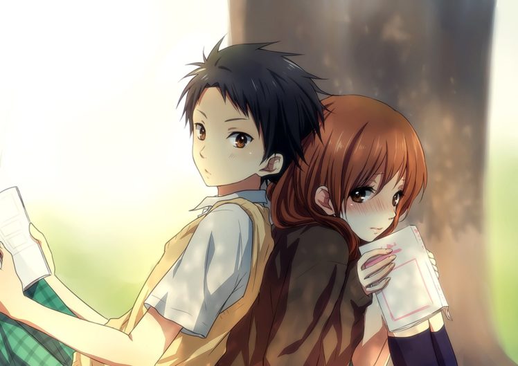 anime, Couple, School, Girl, Guy, Uniform, Tree, Love Wallpapers HD /  Desktop and Mobile Backgrounds