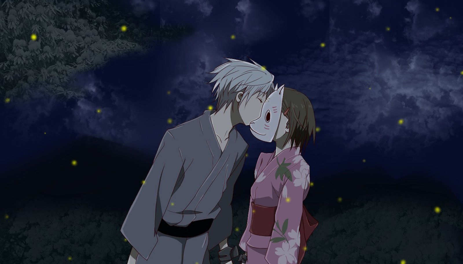 anime, Series, Hotarubi no mori e gin, Couple, Love, Kiss Wallpaper