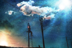 clouds, Hono, Mochizuki, Night, Original, Scenic, Sky, Stars, Sunset