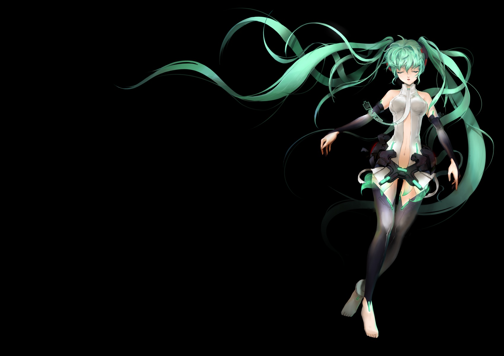 black, Hatsune, Miku, Kimjae737, Miku, Append, Vocaloid Wallpaper