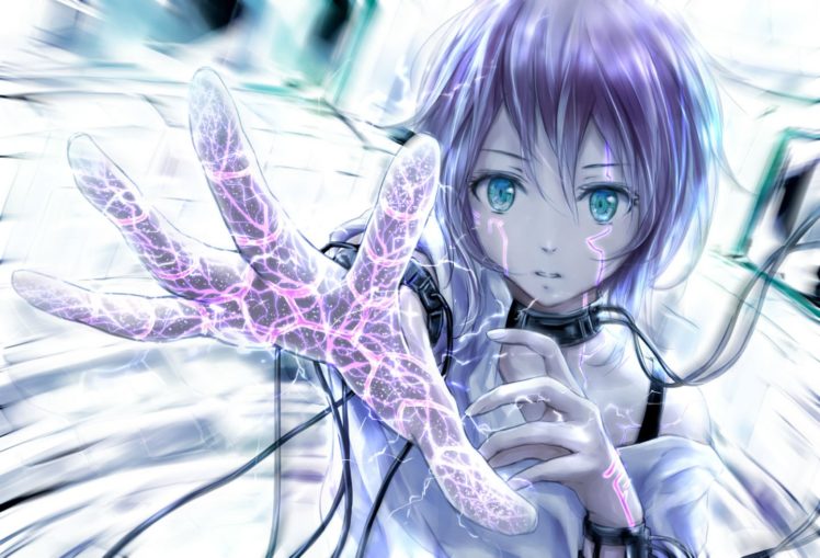 blue, Eyes, Nuwanko, Original, Polychromatic, Purple, Hair, Techgirl HD Wallpaper Desktop Background