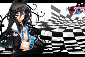 animal, Ears, Bikini, Black, Hair, Ch r, Headphones, I, S, W, , Long, Hair, Necro san, Original, Swimsuit, Thighhighs, Underwear, Yellow, Eyes