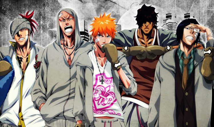 anime, Series, Bleach, Kurosaki, Ichigo, Cool, Characters, Orange, Hair, Guys, Group HD Wallpaper Desktop Background