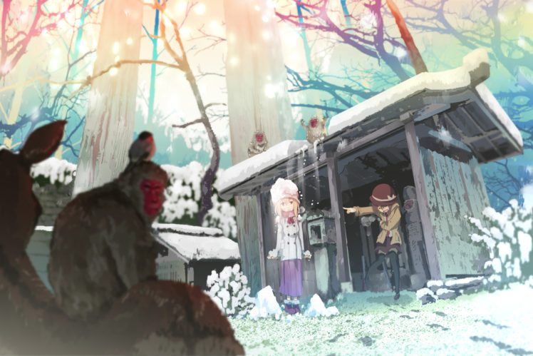 animal, Hat, Maribel, Han, Shinta,  hmmuk , Snow, Touhou, Tree, Usami, Renko HD Wallpaper Desktop Background