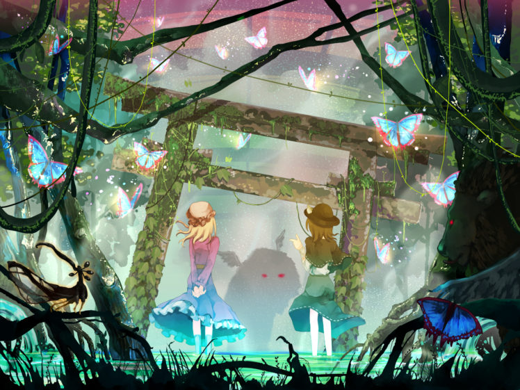 girls, Butterfly, Maribel, Han, Shinta,  hmmuk , Touhou, Usami, Renko HD Wallpaper Desktop Background
