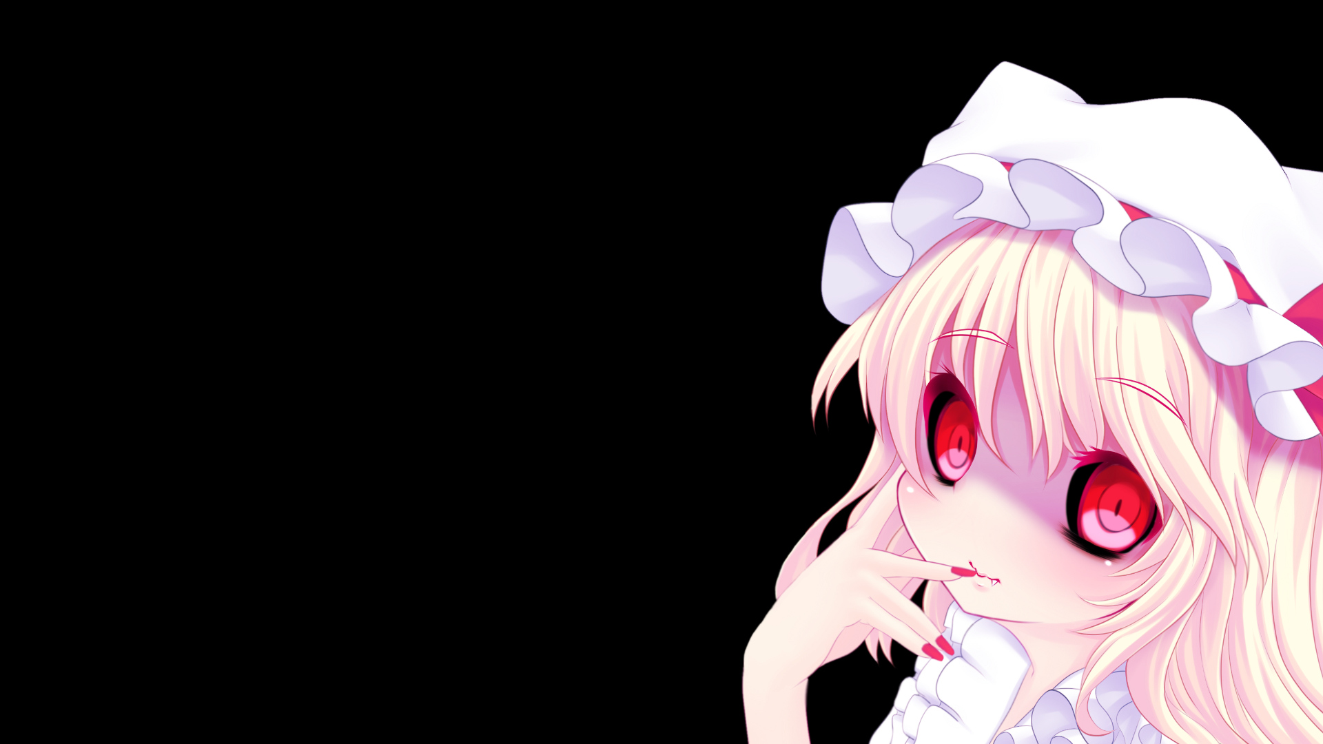 black, Blonde, Hair, Fang, Flandre, Scarlet, Hat, Long, Hair, Red, Eyes, Touhou Wallpaper