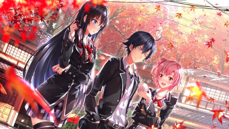 anime, School, Girl, Boy, Autumn HD Wallpaper Desktop Background