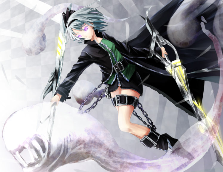 boots, Bow, Chain, Gray, Hair, Konpaku, Youmu, Purple, Eyes, Reio,  reio, Reio , Sword, Touhou, Weapon HD Wallpaper Desktop Background