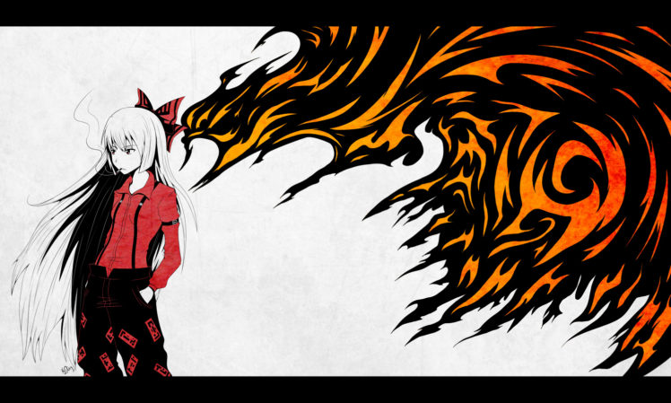 cigarette, Fire, Fujiwara, No, Mokou, Priichu, Touhou HD Wallpaper Desktop Background