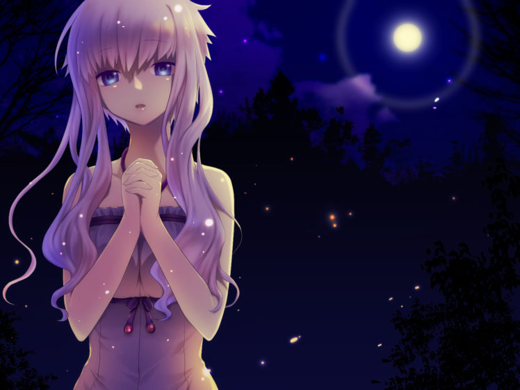 moon, Night, Oumi, Sanaka, Purple, Eyes, Purple, Hair, Vocaloid, Yuzuki, Yukari HD Wallpaper Desktop Background