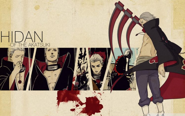 hidan, Naruto, Red, Eyes, Scythe, White, Hair HD Wallpaper Desktop Background