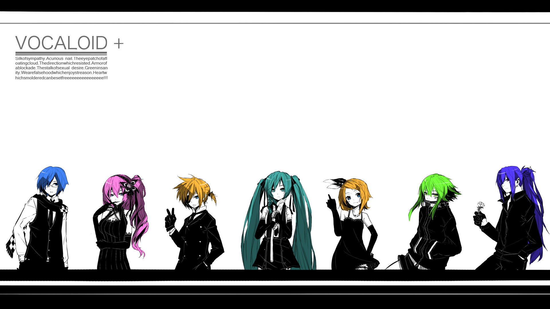 gumi, Hatsune, Miku, Kagamine, Len, Kagamine, Rin, Kaito, Kamui, Gakupo, Megurine, Luka, Meiko, Tokiti, Vocaloid Wallpaper