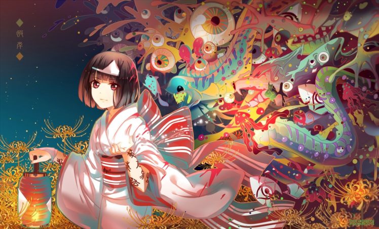 bow, Brown, Hair, Flowers, Instocklee, Japanese, Clothes, Noragami, Nora,  noragami , Red, Eyes, Short, Hair, Wristwear, Yukata HD Wallpaper Desktop Background