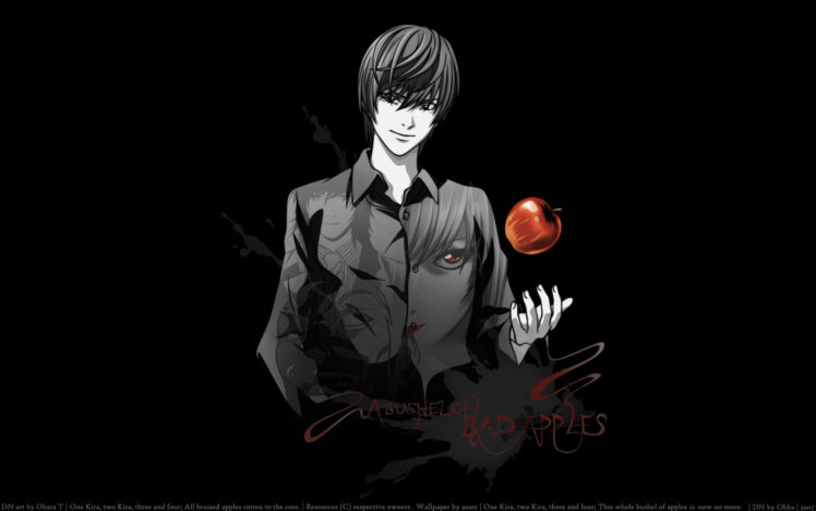apple, Death, Note, Photoshop, Red, Eyes, Yagami, Light HD Wallpaper Desktop Background