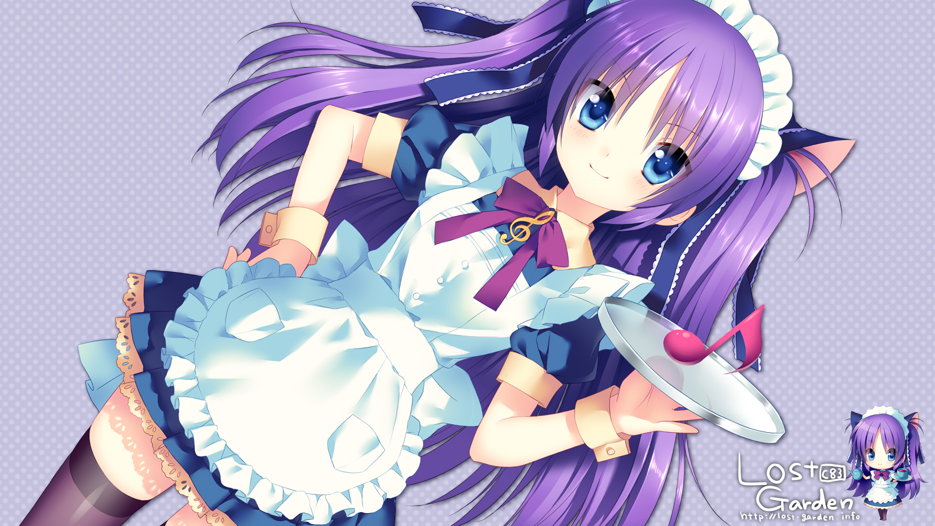 blue, Eyes, Blush, Chibi, Dress, Little, Busters , Long, Hair, Maid