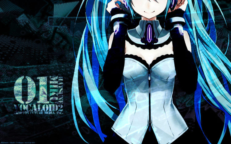 blue, Hair, Hatsune, Miku, Headphones, Long, Hair, Vocaloid, Yahako HD Wallpaper Desktop Background