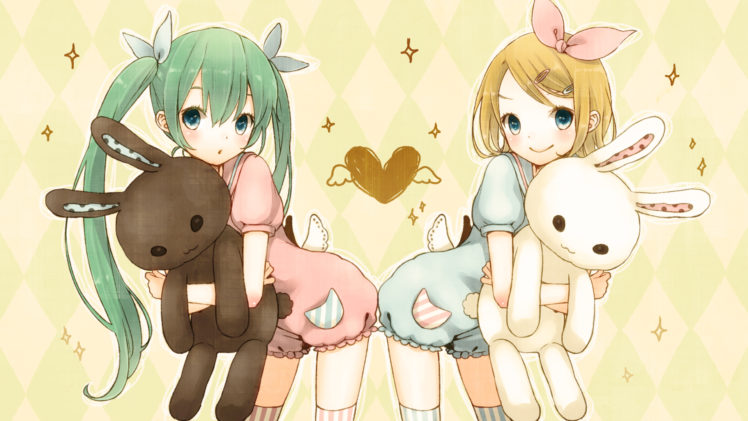 bunny, Hatsune, Miku, Kagamine, Rin, Loli, Vocaloid HD Wallpaper Desktop Background