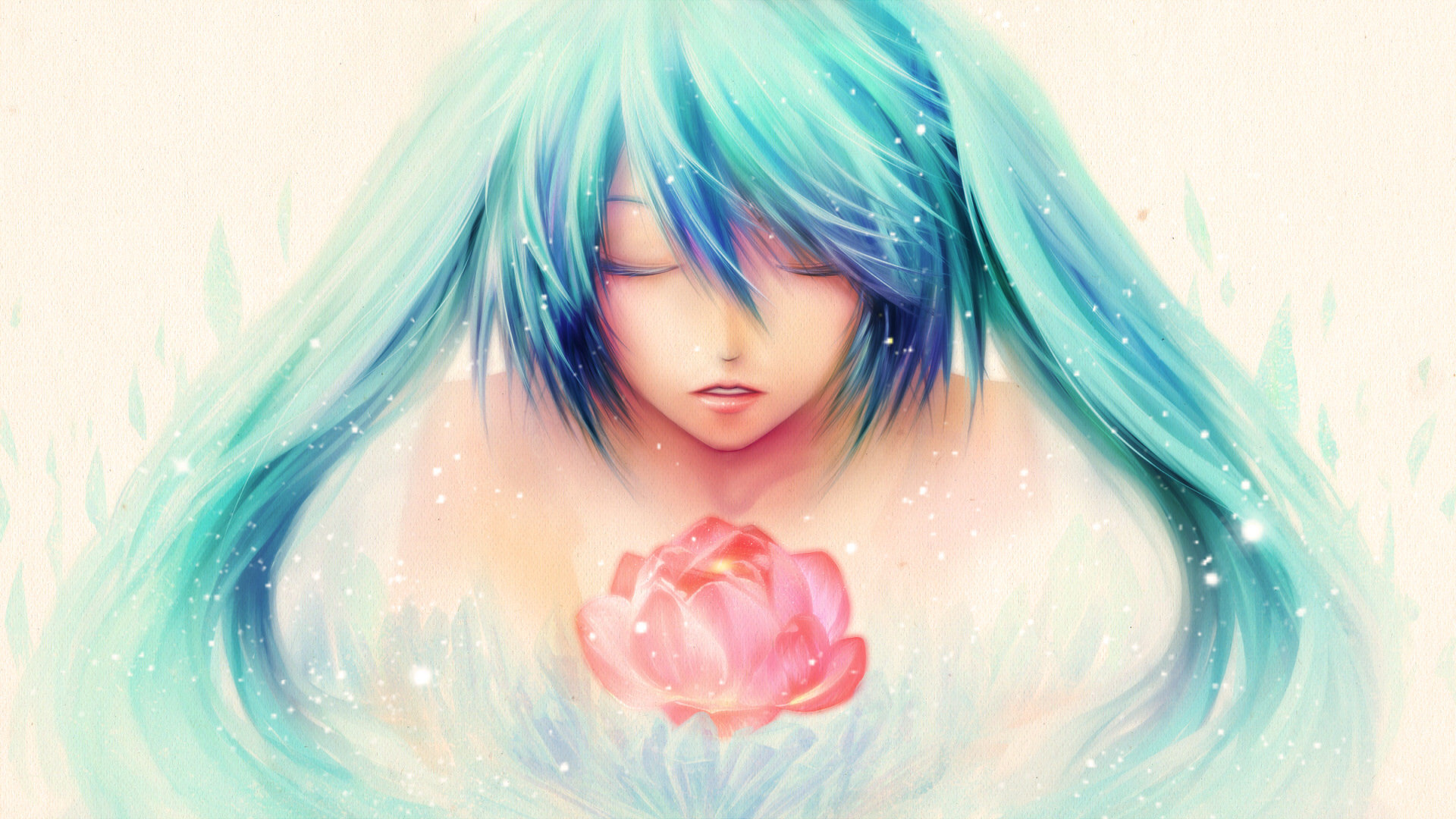 close, Flowers, Hatsune, Miku, Nude, Vocaloid Wallpaper