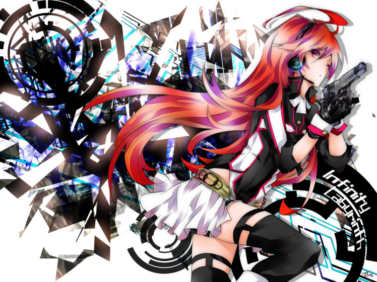 gloves, Gun, Headphones, Miki,  vocaloid , Red, Hair, Thighhighs, Tyouya, Vocaloid, Weapon HD Wallpaper Desktop Background