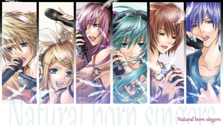 hatsune, Miku, Headphones, Kagamine, Len, Kagamine, Rin, Kaito, Megurine, Luka, Meiko, Microphone, Shirano, Vocaloid HD Wallpaper Desktop Background