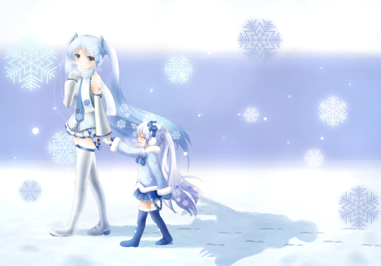 hatsune, Miku, Loli, Scarf, Snow, Vocaloid, Yuki, Miku HD Wallpaper Desktop Background