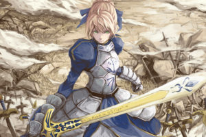 armor, Dress, Fate, Stay, Night, Green, Eyes, Ripu, Saber, Sword, Tagme, Weapon