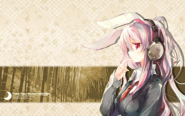 bunny, Ears, Bunnygirl, Headphones, Reisen, Udongein, Inaba, Seifuku, Touhou HD Wallpaper Desktop Background