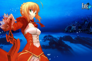 blue, Fate, Extra, Fate, Stay, Night, Green, Eyes, Saber, Saber, Extra, Uniform