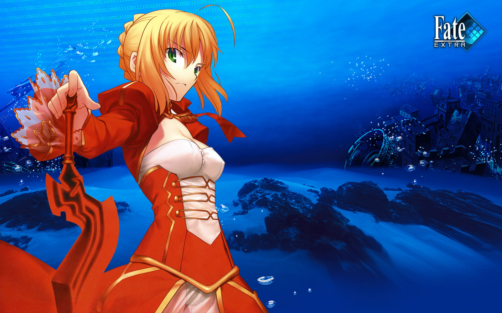 blue, Fate, Extra, Fate, Stay, Night, Green, Eyes, Saber, Saber, Extra, Uniform Wallpaper
