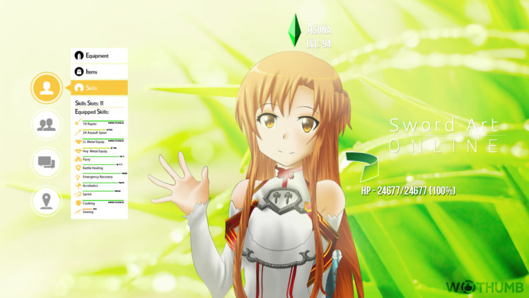 brown, Hair, Long, Hair, Sword, Art, Online, Watermark, Wes2299, Yuuki, Asuna HD Wallpaper Desktop Background